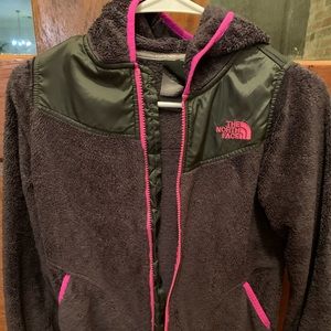 Black and Hot pink North Face Fleece jacket